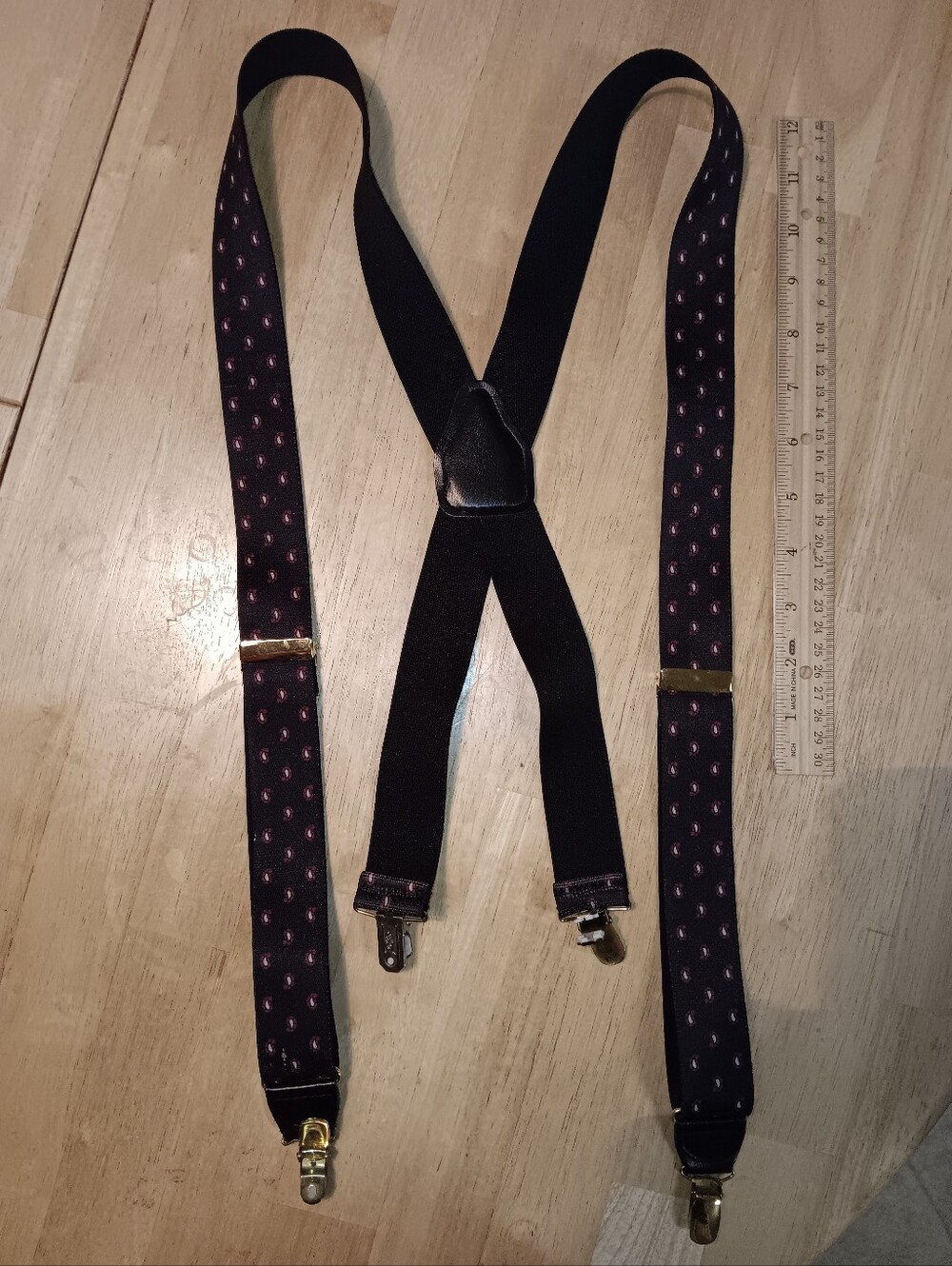 Suspenders Black Paisley Made In Germany Expandable Standard Size